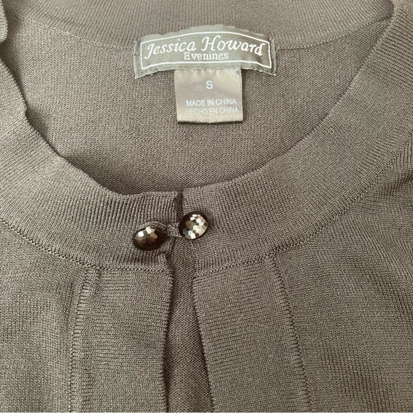 Jessica Howard Evenings Shrug Black 3/4 Sleeve Women’s Small Cropped Cardigan - Picture 3 of 5